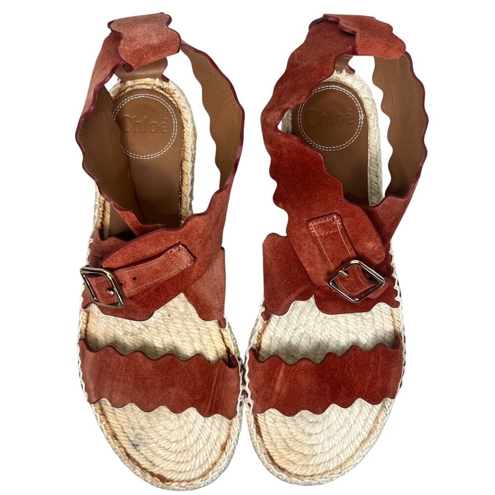 Chloe Lauren Espadrille Scallop Sandals Size 38